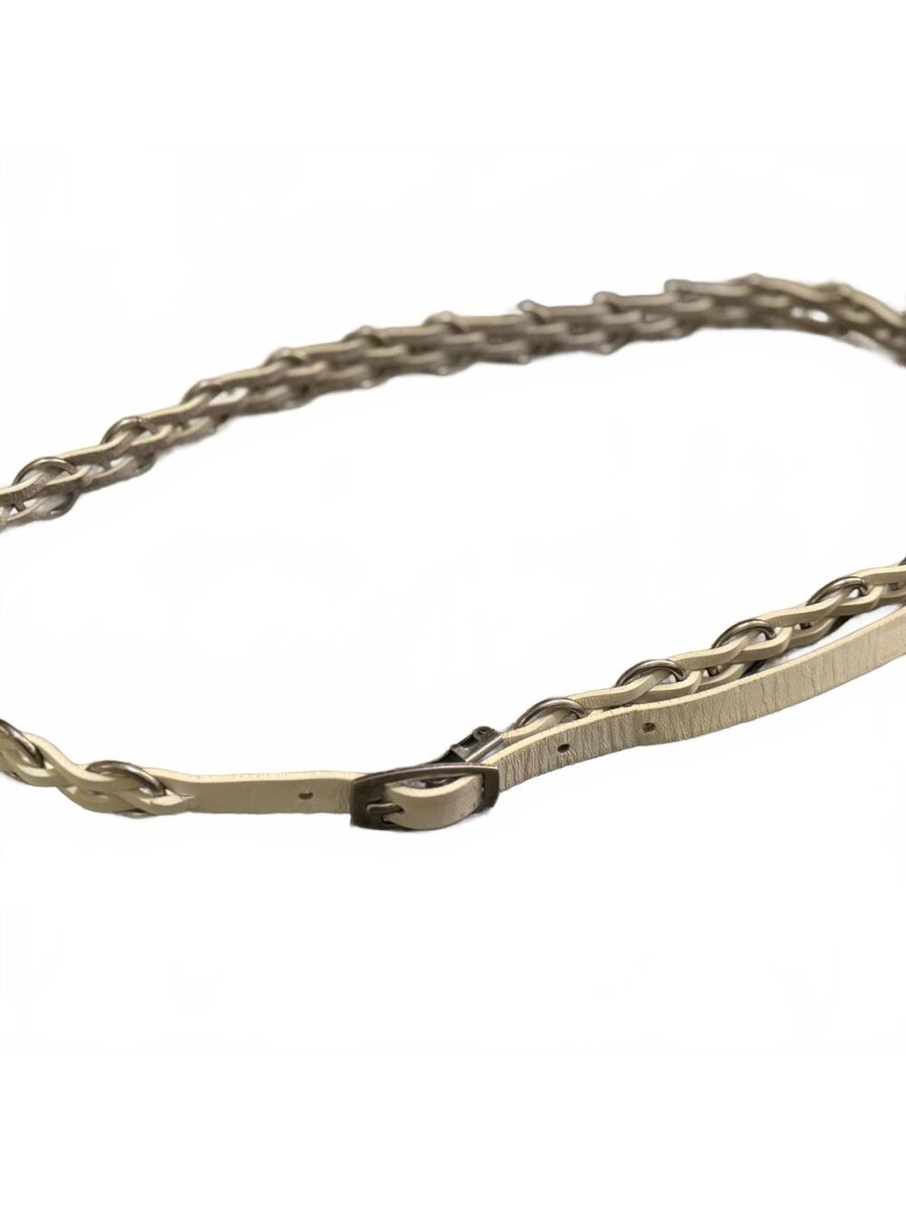 Armani Exchange AX cream leather belt